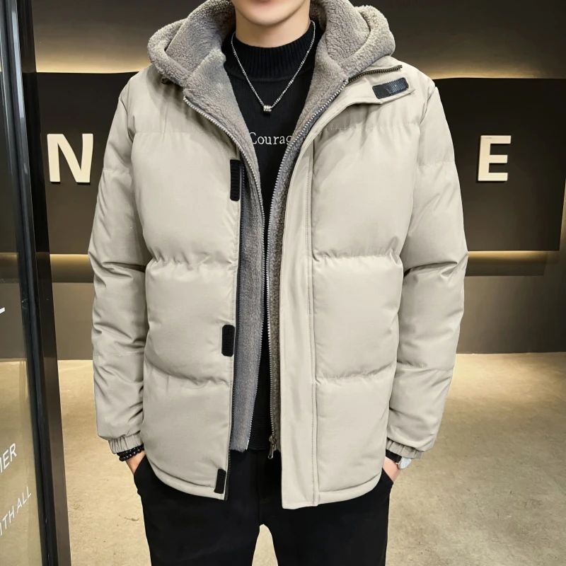 Puffer Jacket Plus Size 8XL Sherpa Hooded Puffer Jacket Men Winter Thick Warm Fleece Padded Parkas Fake Two Piece Coats