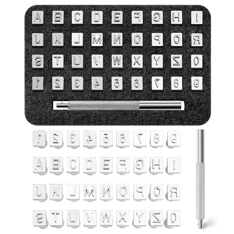 TLKKUE Leather Stamping Kit Punch Tool Number Letter Alphabet Stamps For Leather Stamp Kit Handmade Craft Working Tool number letter stamp set leather craft stamps leather letter punch alphabet number stamp set