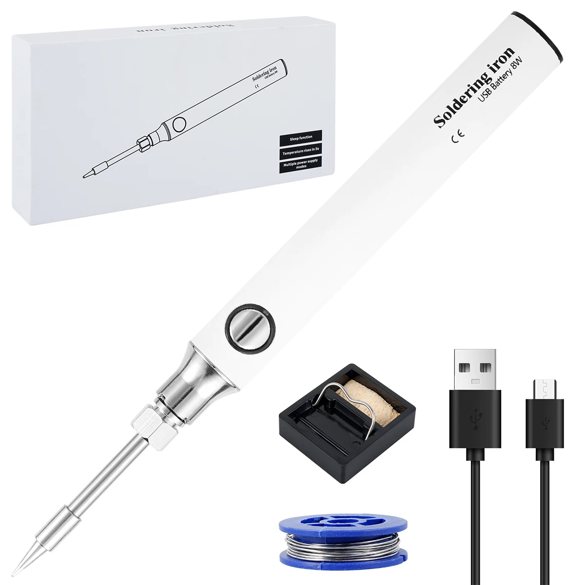 

Electric Soldering Iron 5V 8-10W 900mAh Soldering Welding Iron Tool USB Rechargeable Soldering Tool Pen Kit Solder Wire Repair