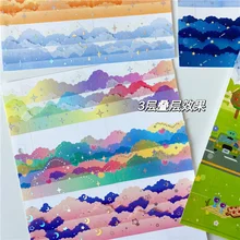 

Special-shaped Colorful Clouds Washi Tape Stars Moon Snowflakes Diy Scene Design Collage Handbook Stationery Decorative Tape 5m