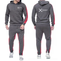 2025 Cryptocurrency Ripple XRP Men Print Spring Autumn Solid Color Two-piece Sets Hoodie + Pants Sports Leisure Comfortabe Suit 2