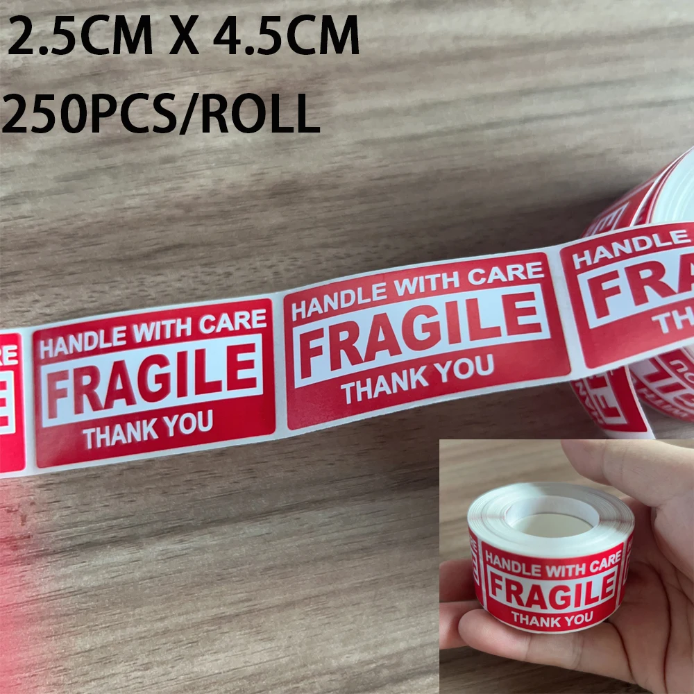 250PCS/500PCS Handle with Care Fragile Stickers for Shipping Moving Glass Permanent Adhesive Fragile Labels