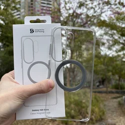Luxury Metal Magnetic Phone Case with Magsafe Wireless Charging Compatibility - S26 Ultra (Transparent)