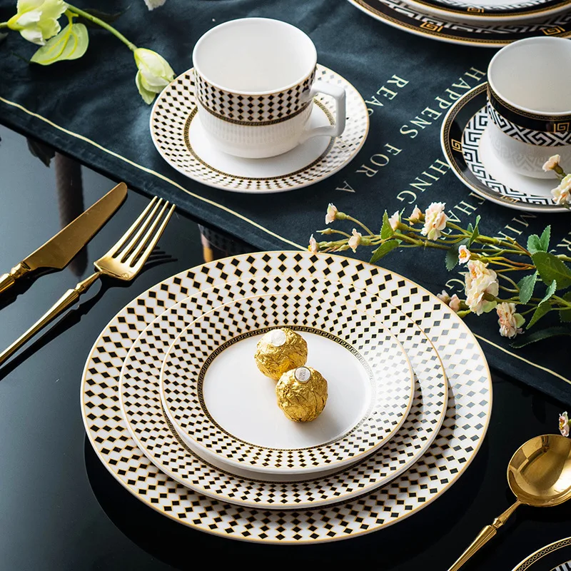 

Nordic Matte Ceramic Western Dessert Plate, Black and White, Phnom Penh, Steak, Breakfast, Salad, Fruit, Vegetable, Kitchen