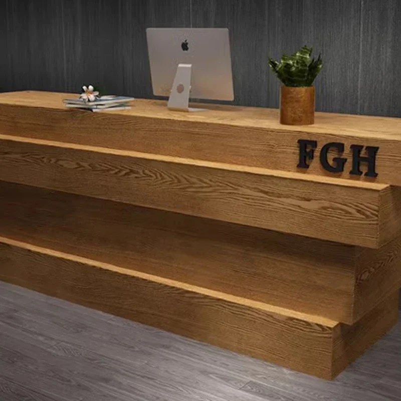Salon Counter Reception Desk Wood Podium SalonLuxury Modern Simple Hotel Reception Desk Conference Mostrador Cajero Furniture