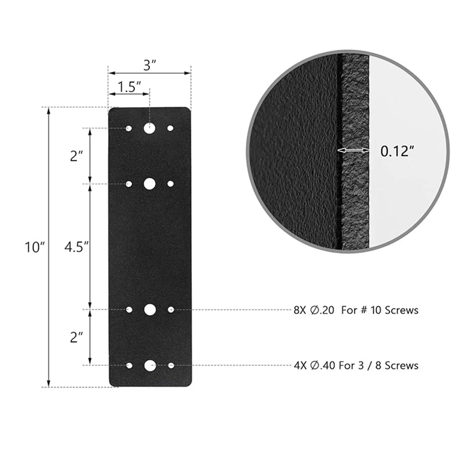 2 Pieces Straight Steel Flat Plate 10inchx3inch Joining Brackets Mending Plate for Framing Pavilion Furniture Repair House