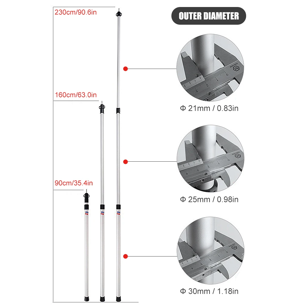 Thicken Aluminum Alloy Tent Pole tent poles camping tent accessories tents and shelters Adjustable Tent Support Rods Beach Shelter Tarp Awning Pole Replacement Poles Accessories