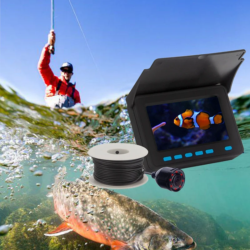 WF25C 4.3inch HD Screen Fish Finder Underwater Fishing Camera 20M/30M Camera Whit Rechargeable Battery for Winter Ice Fishing