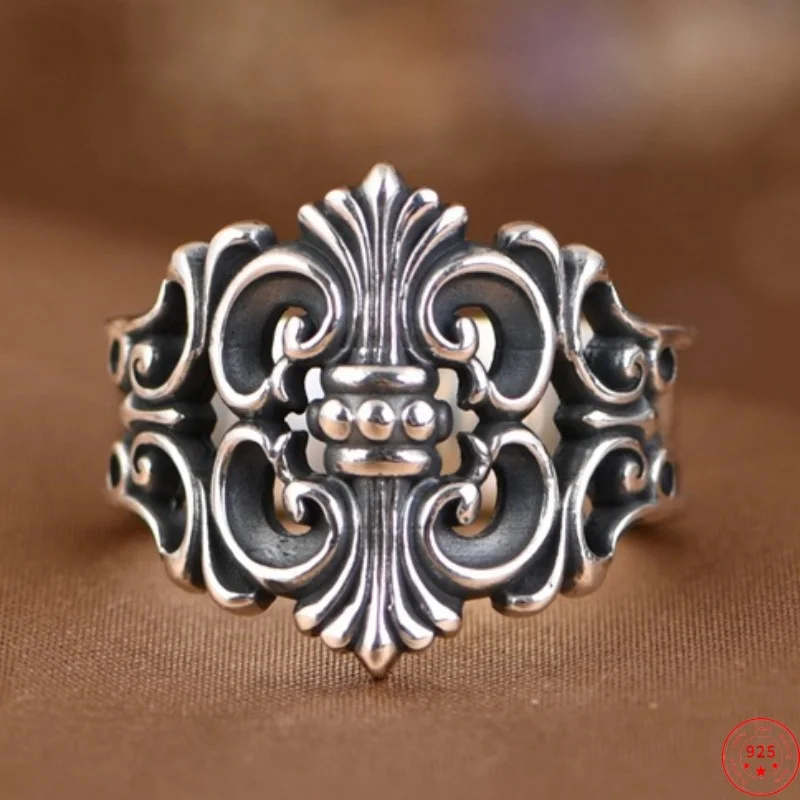 

Genuine S925 Sterling Silver Rings for Women Men New Fashion Relief Hollow Eternal Rattan Cross Punk Jewelry Free Shipping