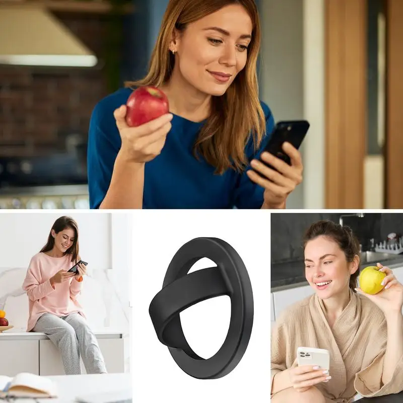 Magnetic Phone Ring Holder Magnetic Ring Phone Grip Stand Liquid Silicone Phone Mount With Finger Strap Magnetic Phone Grip