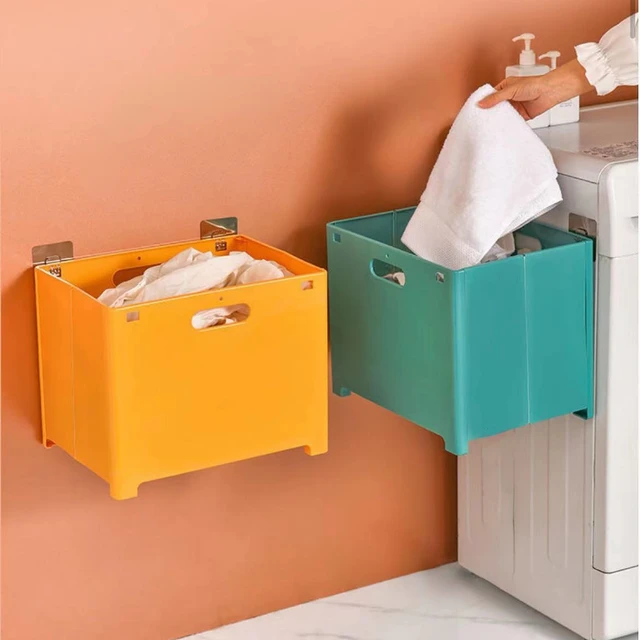 A Mosodai Kosár Összecsukása Falra Szerelt Fürdőszobai Mosoda Kivehető Egy Kézi Kosárral - Image 2