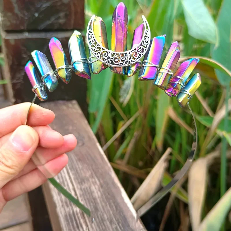 Raw Crystal Crown Wicca Dragonfly Crânio Black Crystal Headband Jóias Jóias Acessórios para o cabelo Witch Acessórios Gift