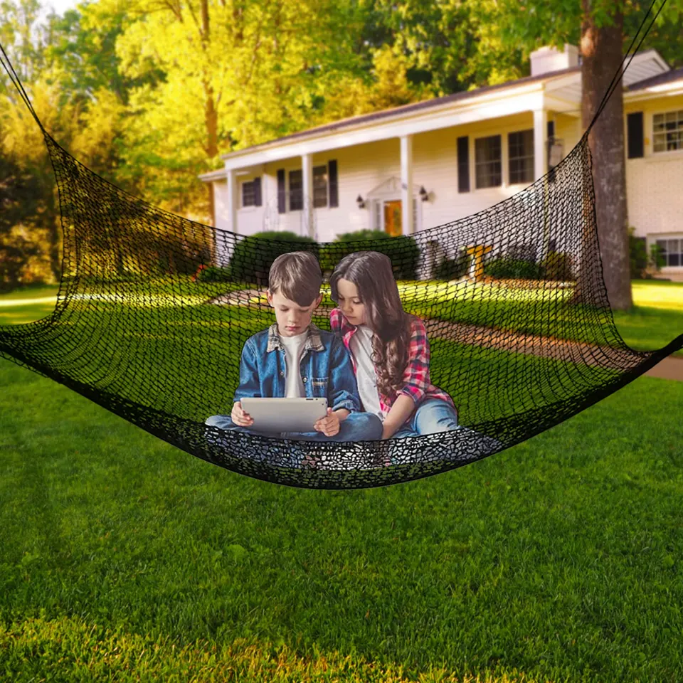 Double Layers Safety Net For Kids Playground Play, Outdoor Climbing Game Protection Net, Cargo Net, Heavy Duty Fence Netting For Balcony Stairway, For Tree (Size:9.8x9.8FT(3x3M),Color:Multicolor