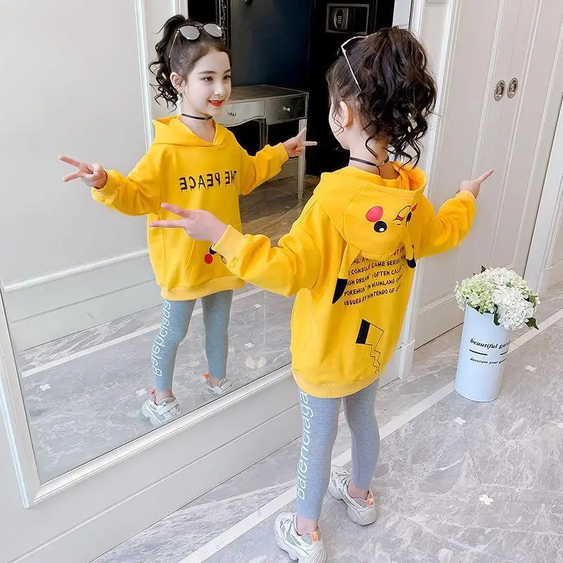 

2 Pcs Kids Clothes Girl Spring Autumn Cartoon Pull Sleeve Tracksuit 5 7 8 10 12 14 Years Hoodies Top + Pants Sportswear Sets