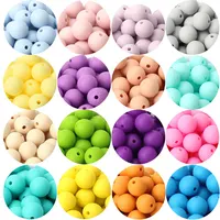 20pcs 15mm Baby Round Silicone Beads Food Grade DIY Teethers Toys Nipple Holder Pacifier Chain BPA Free Silicone Teething Beads 5