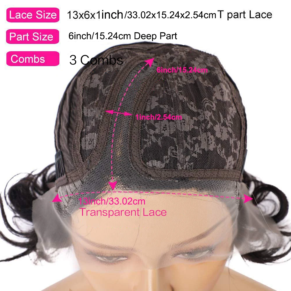 Human Hair Wig Pixie Cut Deep Curly Human Hair Wigs Short Bob Wigs Body Wave Transparent 13x6x1 Side Part For Black Woman Brazilian 150% human hair wig