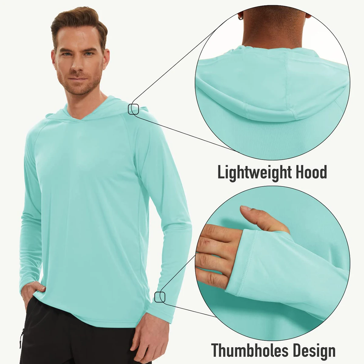 MAGCOMSEN Men's Hooded UV Sun Protection T-Shirt UPF 50+ Long
