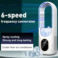 Nouveau ventilateur de bureau USB 2026 - Petit ventilateur portable sans pales rechargeable, humidificateur 140 ml avec brume rafraîchissante, 6 vitesses avec lumière LED 4