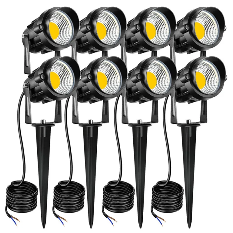 Lawn Lamp Outdoor 7W LED Landscape Lighting for Garden Tree Path 110V 220V Warm White Spotlight with Spike IP65 Waterproof 8pcs