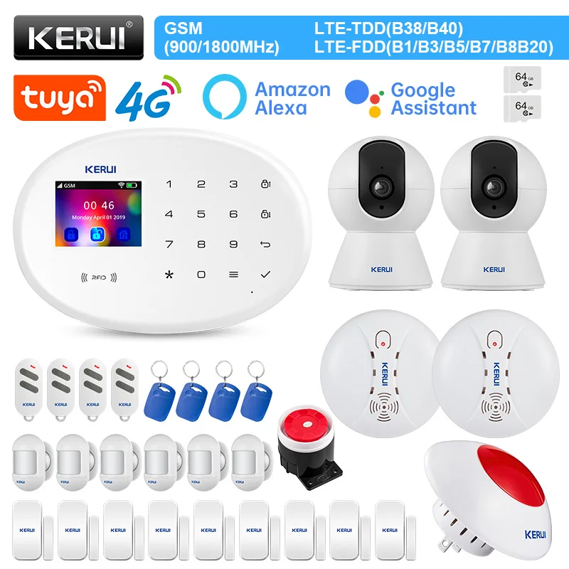 KERUIW204AlarmSystemforHome4GWIFIGSMAlarmTuyaSmartAlexa