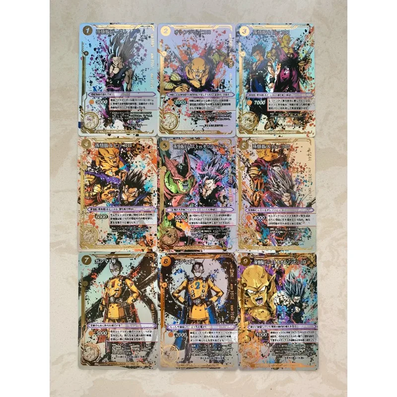 

9pcs/set Dragon Ball anime game peripherals DIY Super Saiyan beat gohan Piccolo flash card boy hobby collectible toy gift