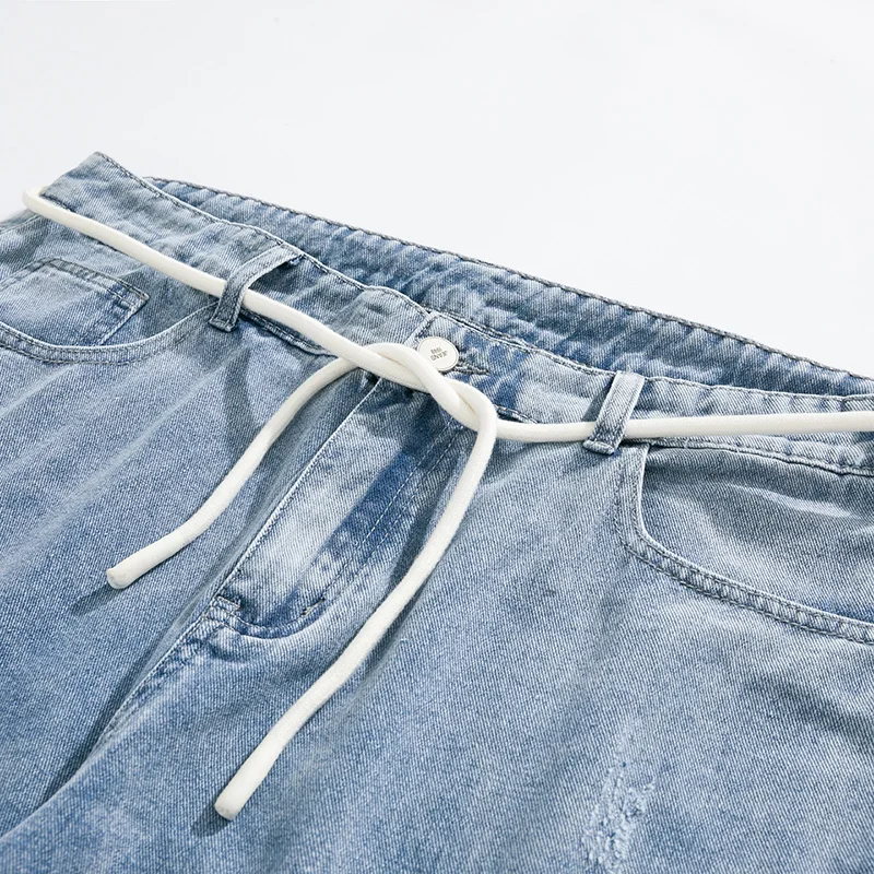Men's Summer Bermuda Shorts For Men Harajuku Denim Shorts Baggy Pants Ripped Hip Hop High Quality Jeans Hong Kong Style Baggy