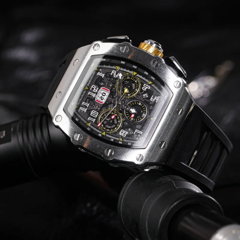 Fully automatic mechanical watch men's large dial men's trendy and fashionable wine barrel shaped mechanical watch sports men's - 2