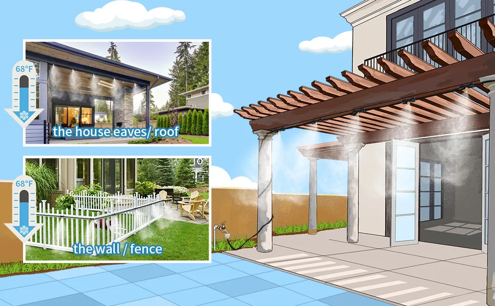 Mister für Außen terrasse, Wassernebel kühlsystem im Freien 6m/9m/12m/15m/18m – Detail 9