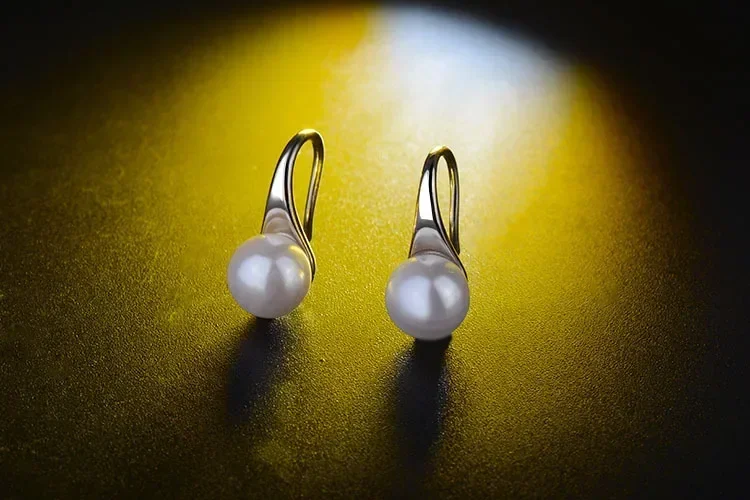 Hot Fine 925 Sterling Silver Earrings for Women Luxury Round Freshwater Pearl Hook Dangle Wedding Couple Gifts Jewelry - 6