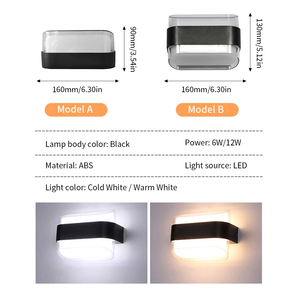 레이더 모션 센서 AC85-265V LED 벽 램프, 베란다 표면 장착 장식, 고정장치 주방 계단용 거실, 6W, 12W