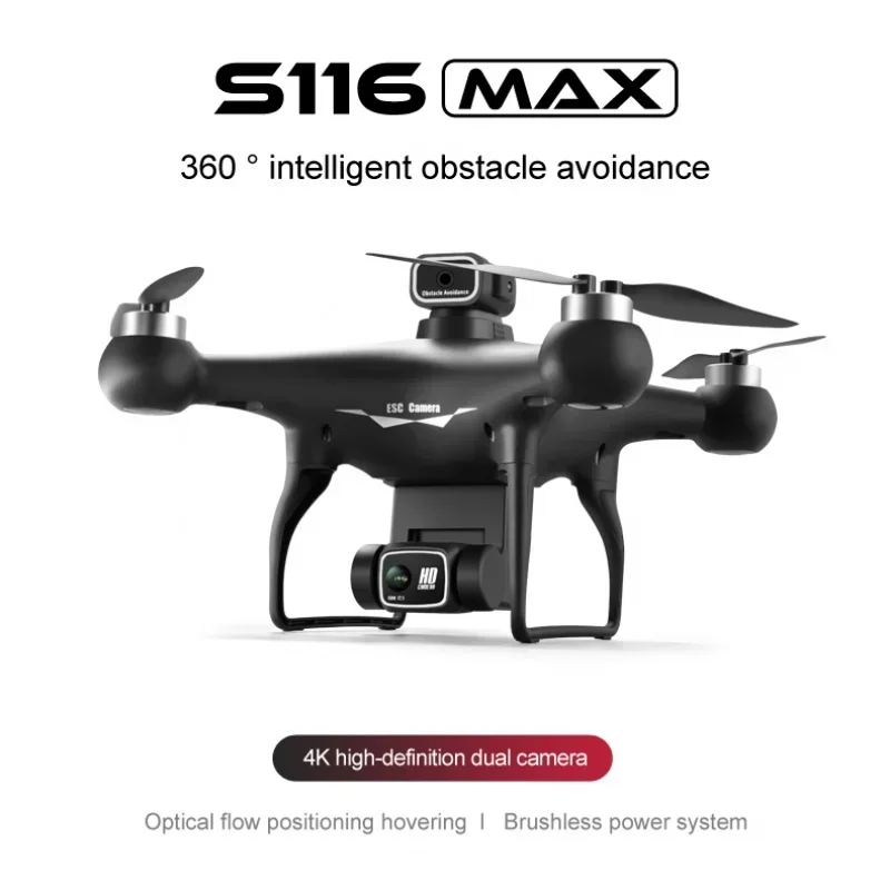 

New S116 MAX Dual Camera 4K Optical Flow Brushless Motor Drone RC Quadcopter Profissional Obstacle Avoidance Dron Helicopter