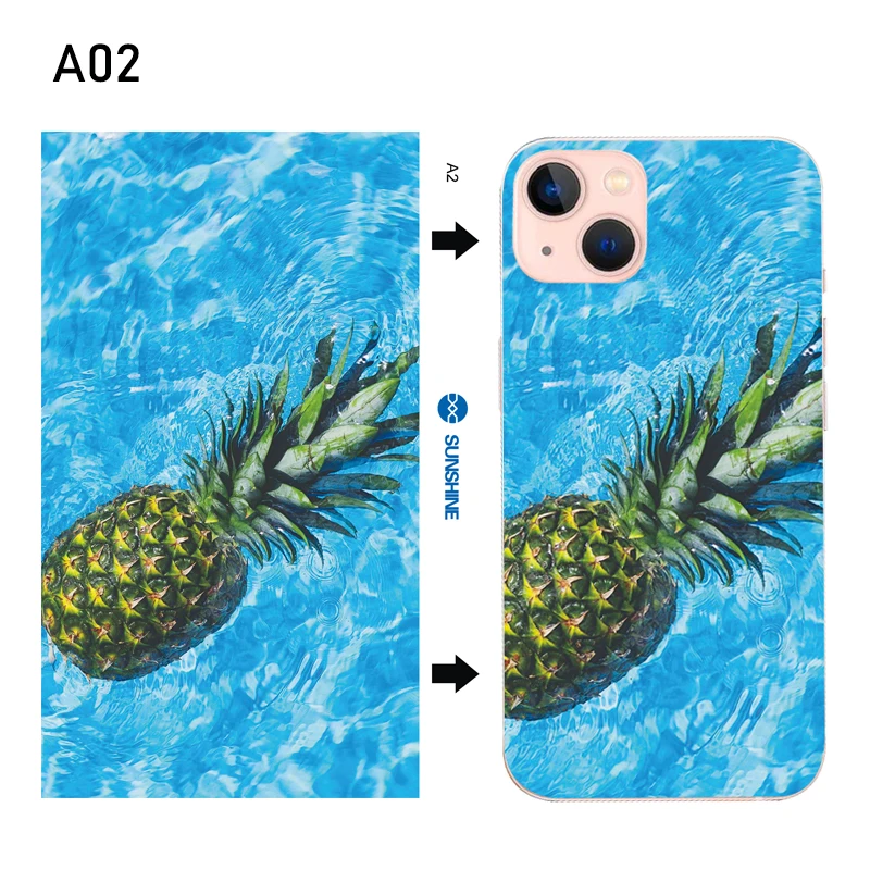 50PCs Sunshine Mobile Phone Skin Protective Back Film for Cutting Machine Embossed Print Back Cover Glass Protector Sticker