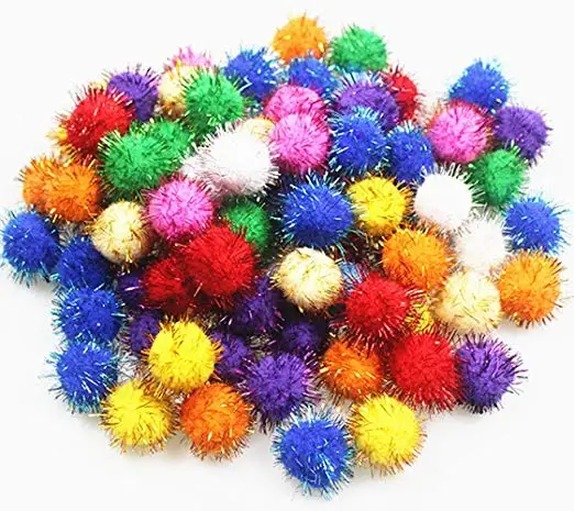 Colourful Environmental Assorted Color Arts Craft Pom Poms Girl Glitter Poms Sparkle Balls For DIY Decorations