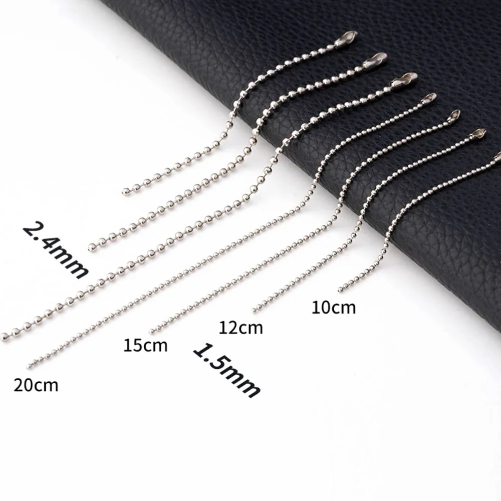 2.4mm 볼 체인 비드 체인 50 개/몫 10/12/15cm 길이는 열쇠 고리/열쇠 고리/인형/라벨 핸드 태그 커넥터에 적합 DIY 쥬얼리