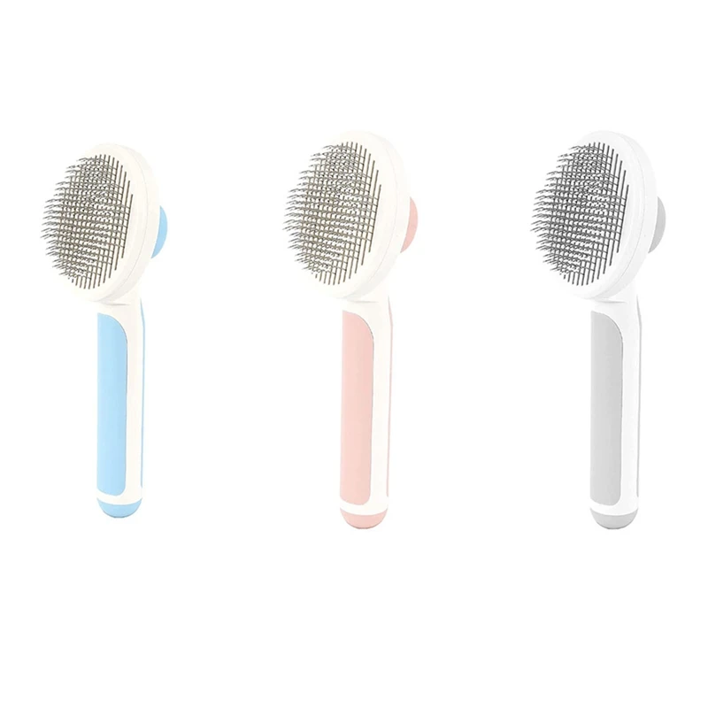 

Расческа для домашних питомцев, Расческа с круглой головкой из нержавеющей стали, для кошек, собак, удаление шерсти, самоочищающаяся