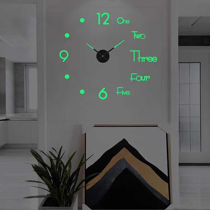 1 قطعة الإبداعية DIY 3D ساعة حائط مرآة ملصق التصمي...