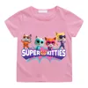 SuperKitties Summer 100% Cotton T-shirt Boy Cartoon Pride Tshirt Short Tops Y2k One Piece Print Anime Tees Kids Clothes Girls 1