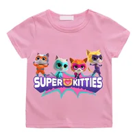 SuperKitties Summer 100% Cotton T-shirt Boy Cartoon Pride Tshirt Short Tops Y2k One Piece Print Anime Tees Kids Clothes Girls 1