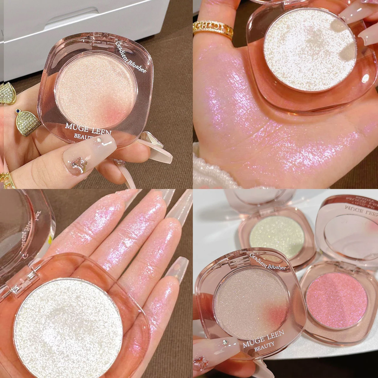 thumbnail image 5 of Maquillaje Iluminador Rosa Polarizado Brillante Brillo Ilumina Pómulos Ojos Paleta de Alto Brillo Alta Pigmentación Brillo Fino, 5 of 5