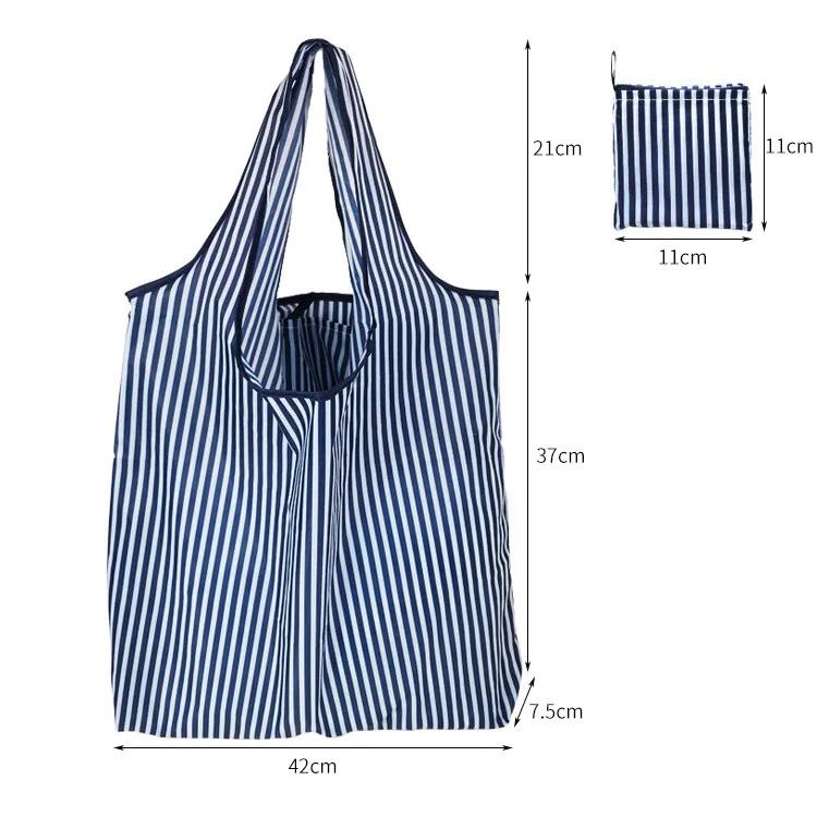 2 Pack Reusable Grocery Bags – Foldable Waterproof Nylon Tote, Zebra Stripe, Large Capacity