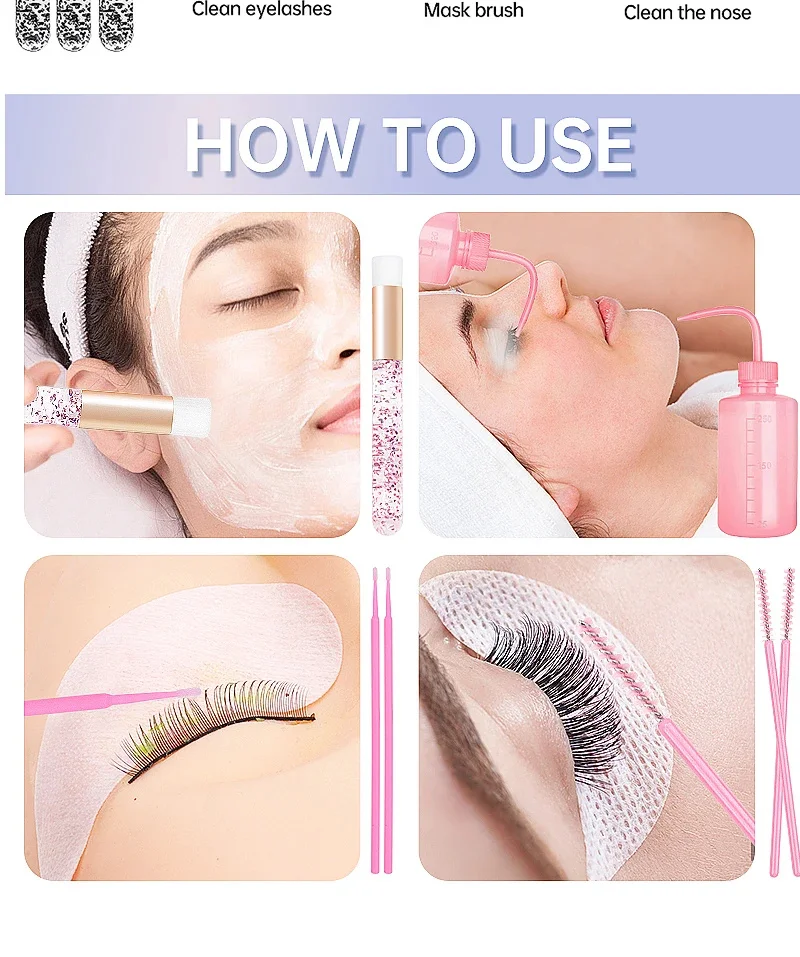 4 Typ 153 stücke Wimpern verlängerung liefert Set Wimpern saubere Bürste 250ml Blow Wash Flasche Wimpern heben Mikro bürsten Make-up-Tool – Detail 10