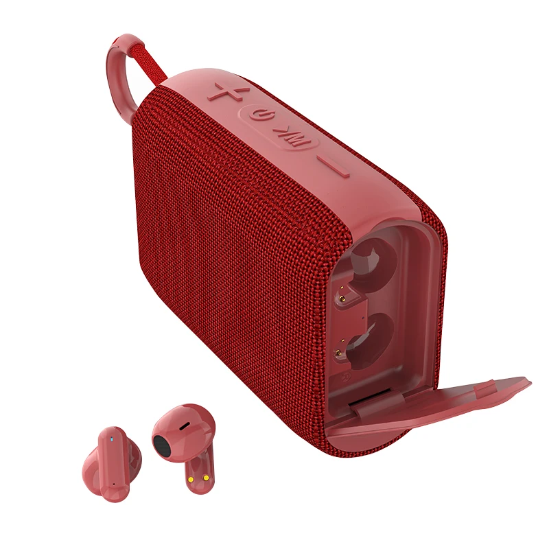 2 In 1 Bluetooth speaker & TWS earbuds Rockmia quality EBS-036 fabric mesh with handle
