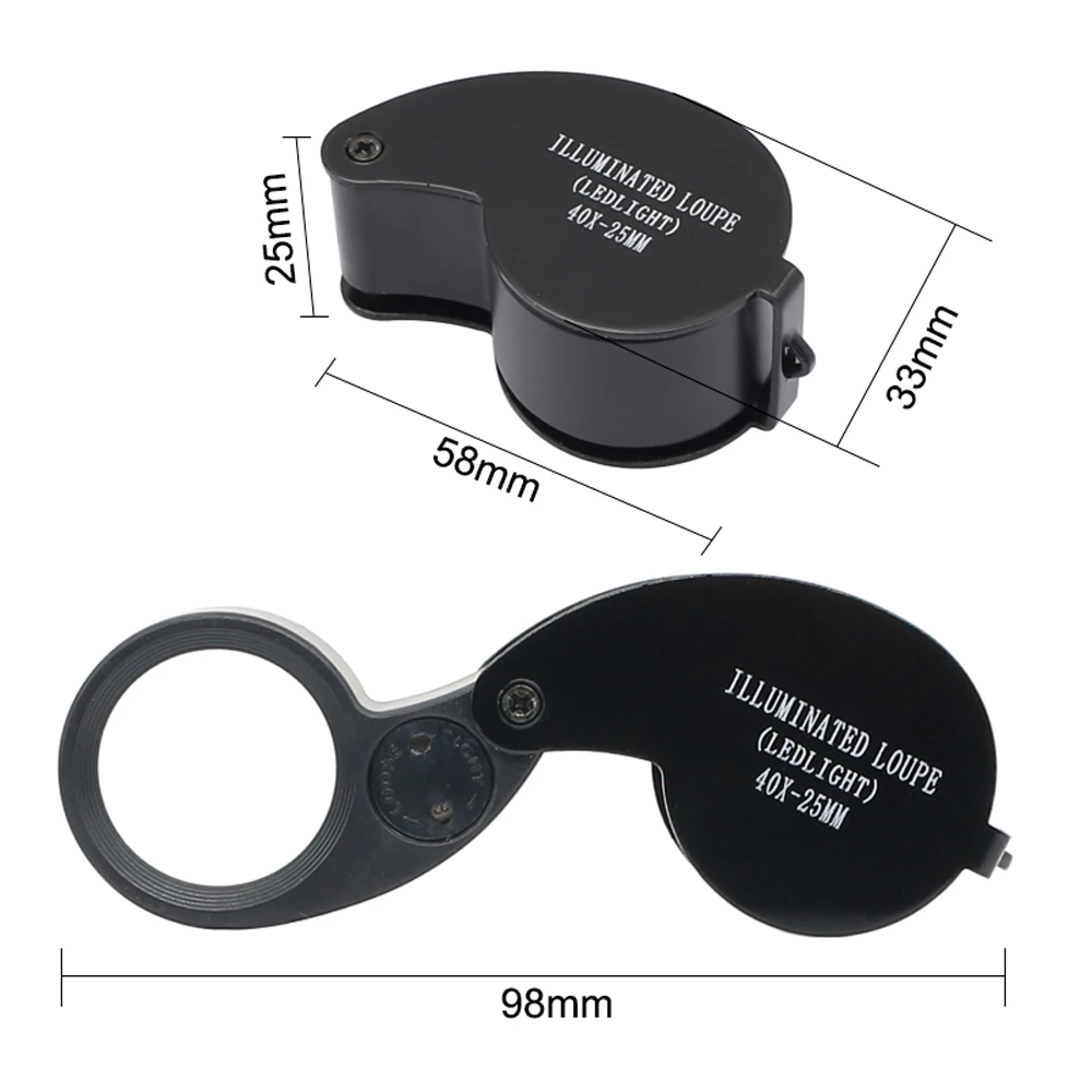 40X-25mm LED Illuminated Jewelers Loupe Magnifier With Light Diamond Eye Magnifying Glass For Jewelry Antiques Coins Stamps for Jewelry Magnifier Jewelry Magnifying Glass Magnifying Glass Magnifying Glass Lamp