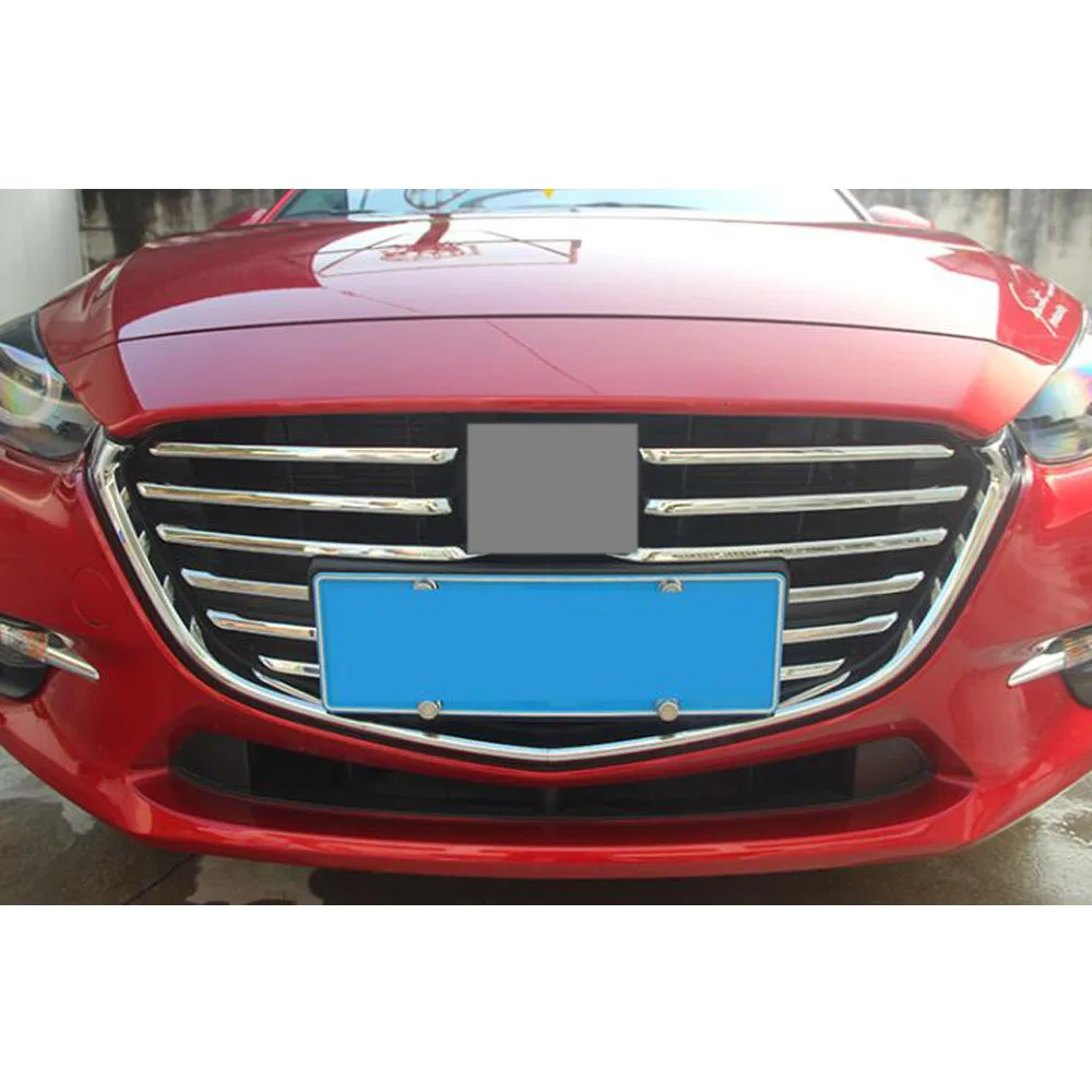 자동차 스타일링 바디 트림 프론트 업 레이싱 그리드 그릴 프레임 램프 후드, Mazda 3 Axela M3 2014 2015 2016 2017 2018 2019