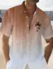 Color Gradient Palm Tree Men's Hawaiian Shirt 3D Printed Button Up Short Sleeve Tee Tops  Summer Vacation Daily Wear 4
