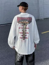 

Deeptown Gothic Black Jesus Print Hoodie Oversize Women Punk Harajuku White Crewneck Sweatshirts Pullover Female Mall Goth Top