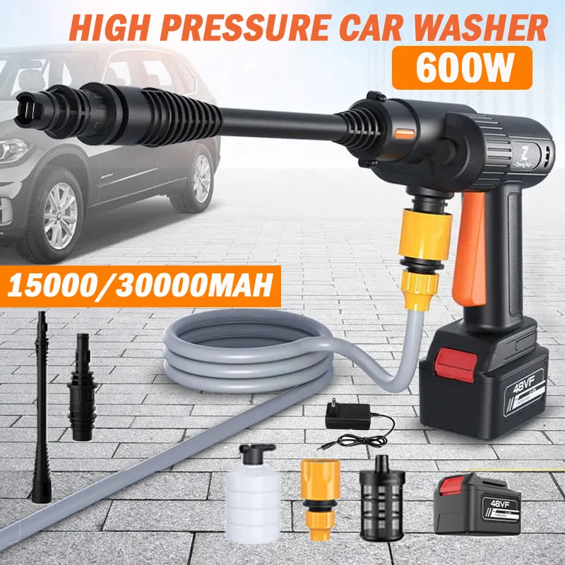 200BAR High Pressure Wireless Car Washing Machine 1000W 30000mAh Brushless  Portable Electric Water Wash Car Washer for Auto Home