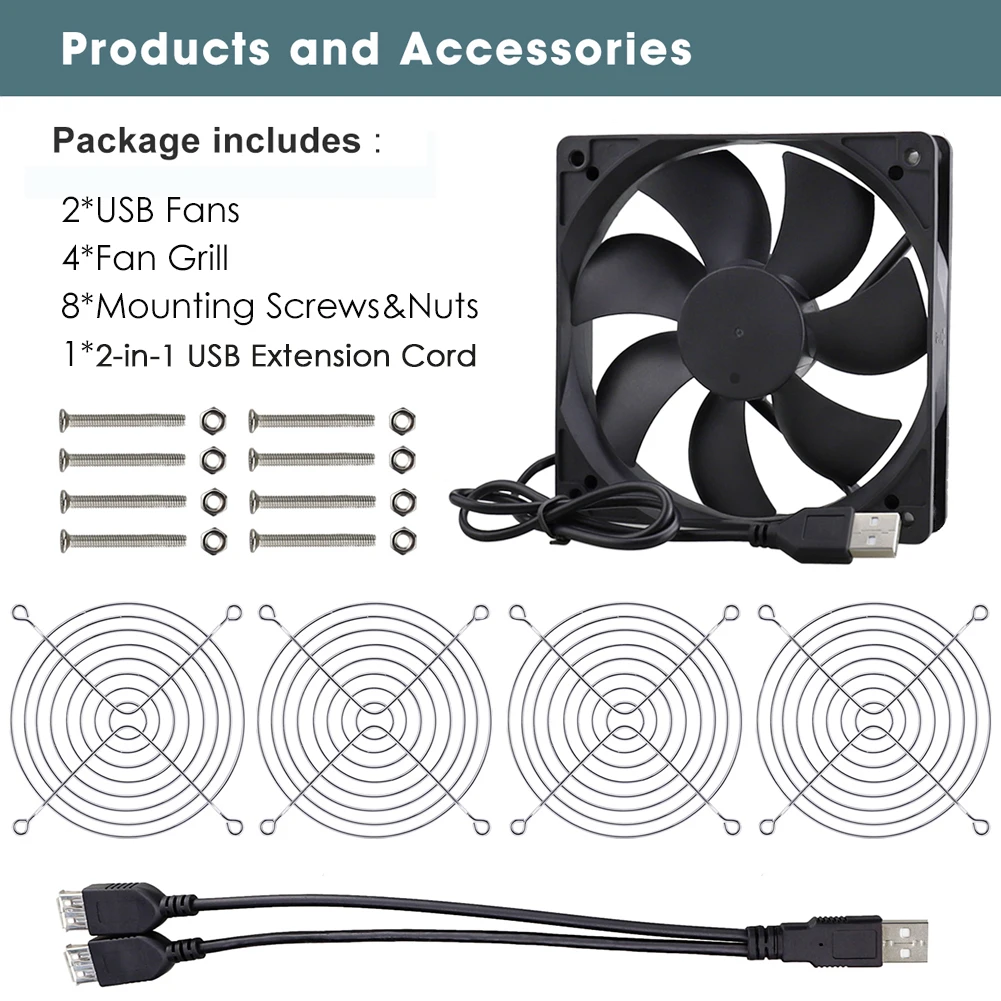Duplo 40 mm 60 mm 80 mm 92 mm 120 mm 140 mm 5v Usb w em Cabo Usb Controlador Usb para o Receptor av Dvr e Caixa de tv Refrigerar fã - Imagem 4