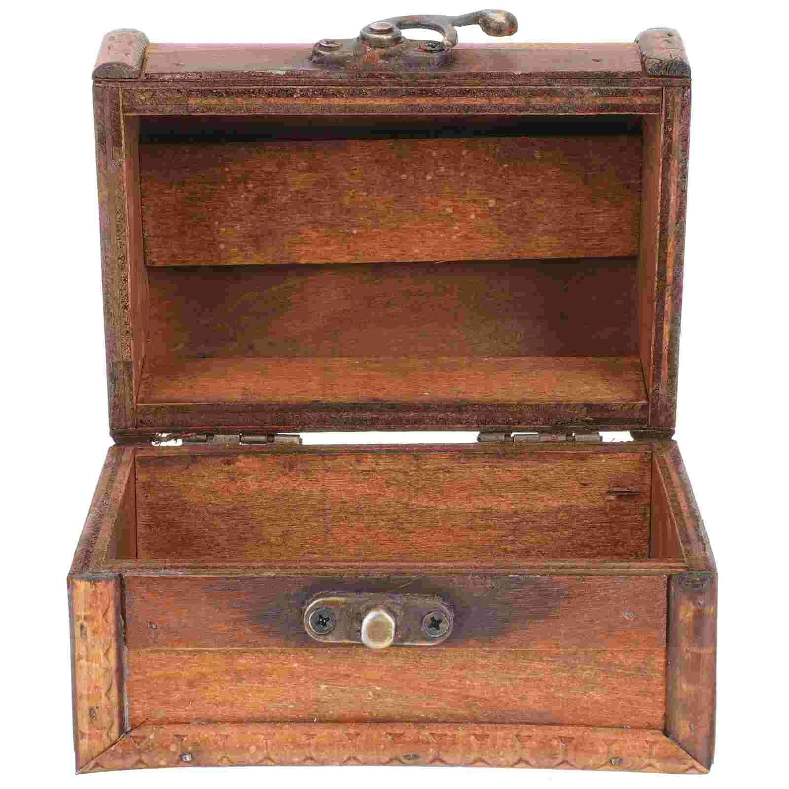 

Retro Piggy Bank Treasure Box Decorative Adult Children Wood Storage Box Piggy Bank Box Wooden Treasure Trunk with Lock for Kids