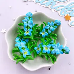 Set of 10 Colorful Resin Flower Figurines for DIY Crafts and Decoration (SKY BLUE)